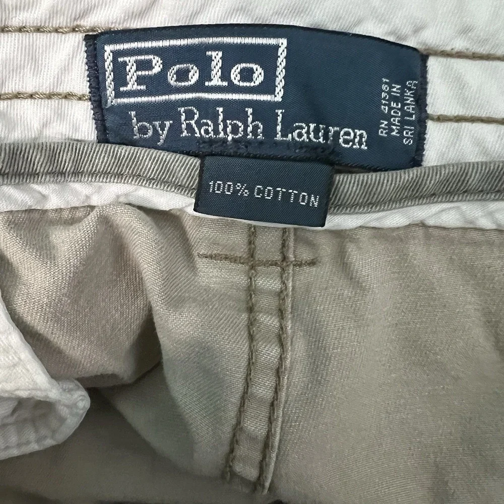 Vintage Polo Ralph Lauren Cargo Shorts Mens Size 36 Khaki Preppy Y2K Baggy